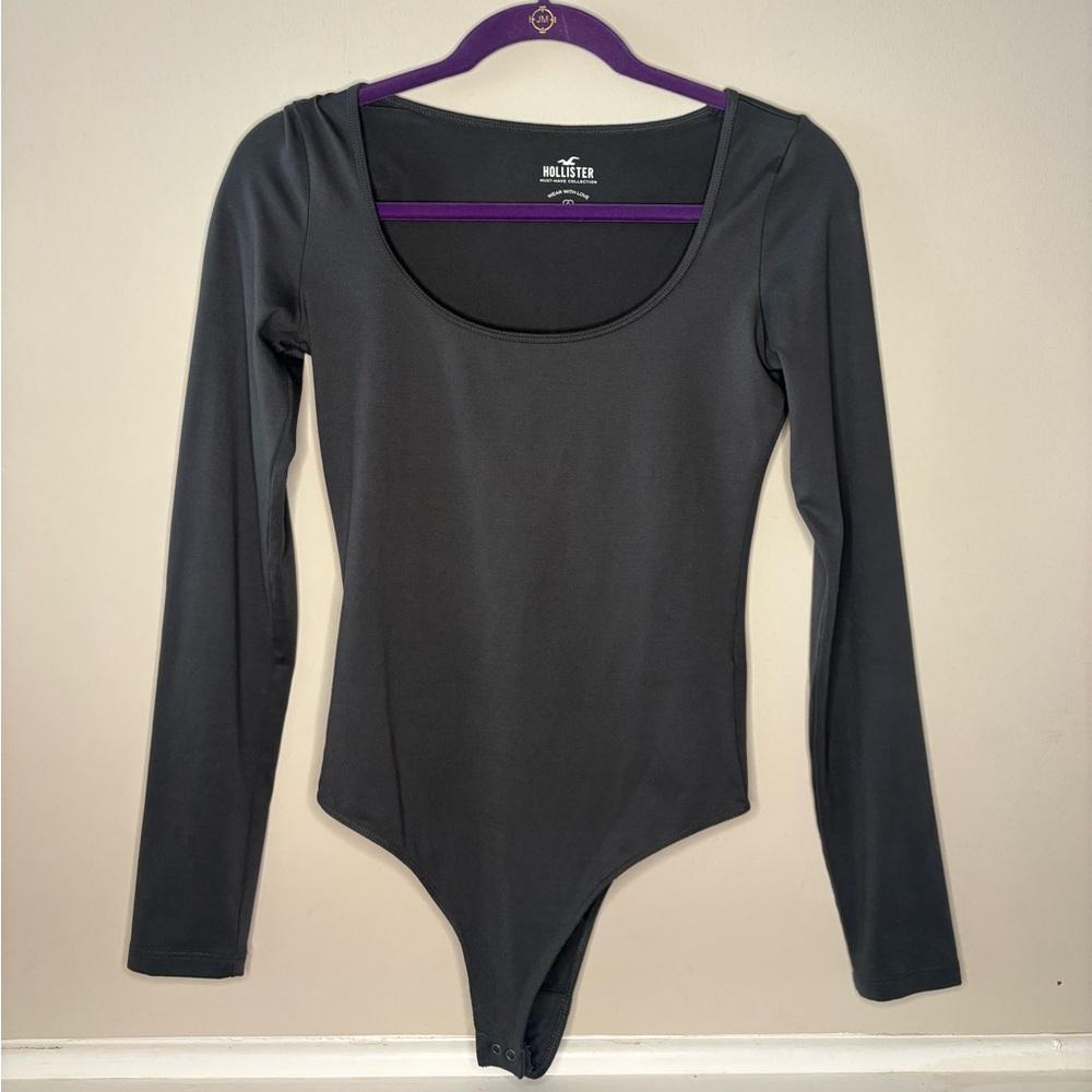 Hollister Women's Long-Sleeve Scoop Neck Bodysuit - Charcoal Gray